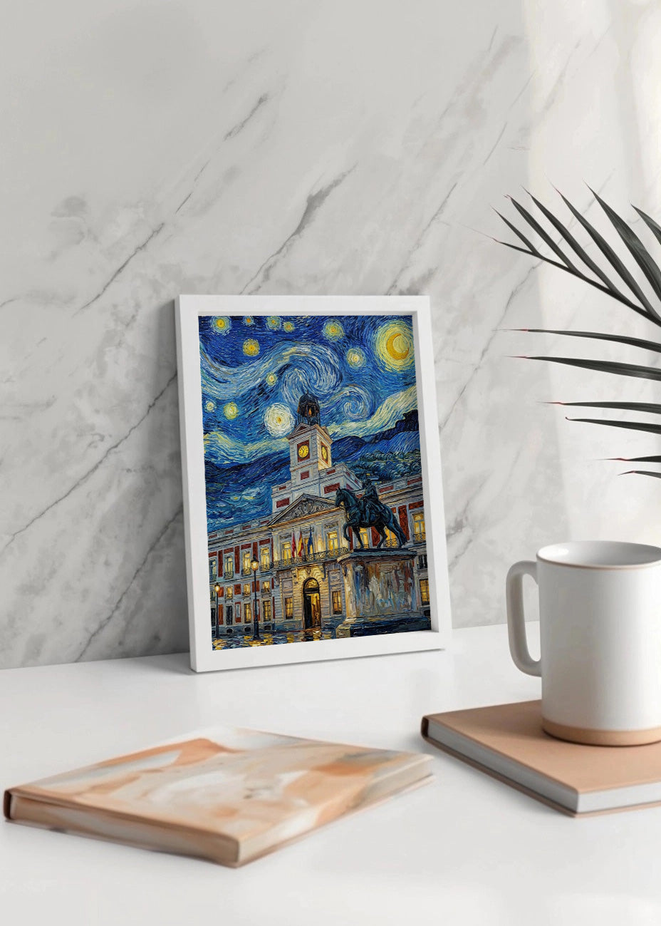 Cuadro Puerta del Sol y Carlos III - Noche Estrellada
