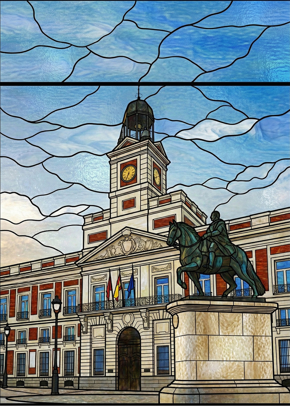 Cuadro Puerta del Sol y Carlos III - Vidriera
