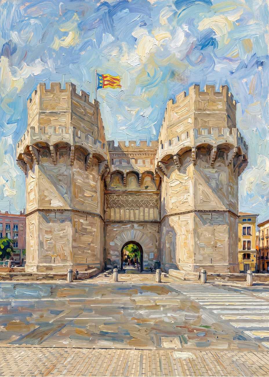 Cuadro Puertas de Serranos de Valencia impresionista