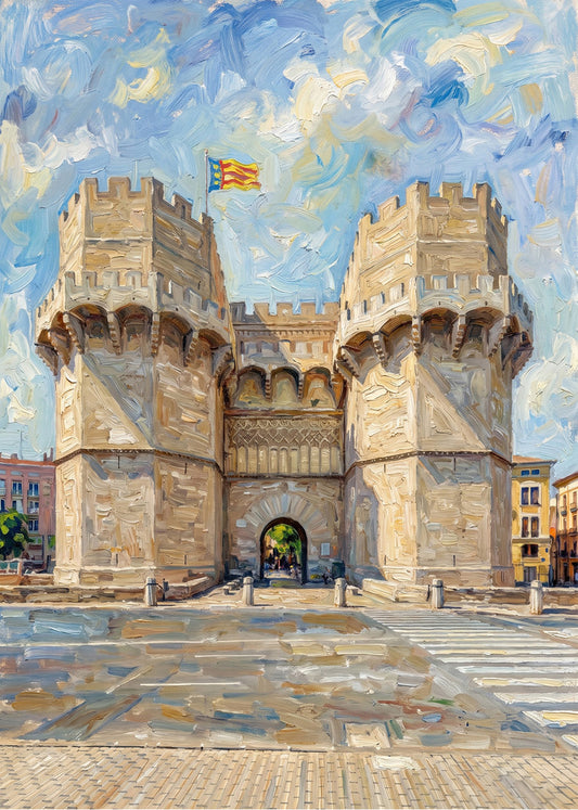 Cuadro Puertas de Serranos de Valencia impresionista
