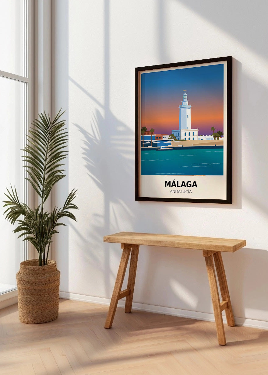 Cuadro Puerte de Málaga y Faro - Poster