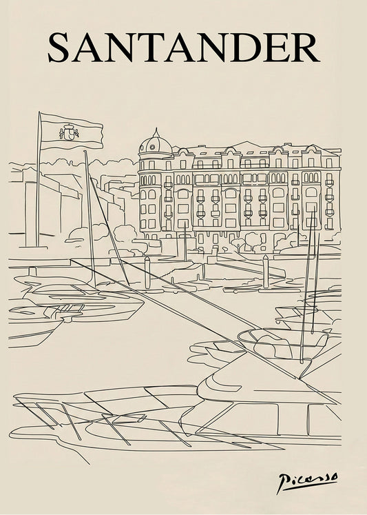 Puerto Chico de Santander dans le style de Picasso