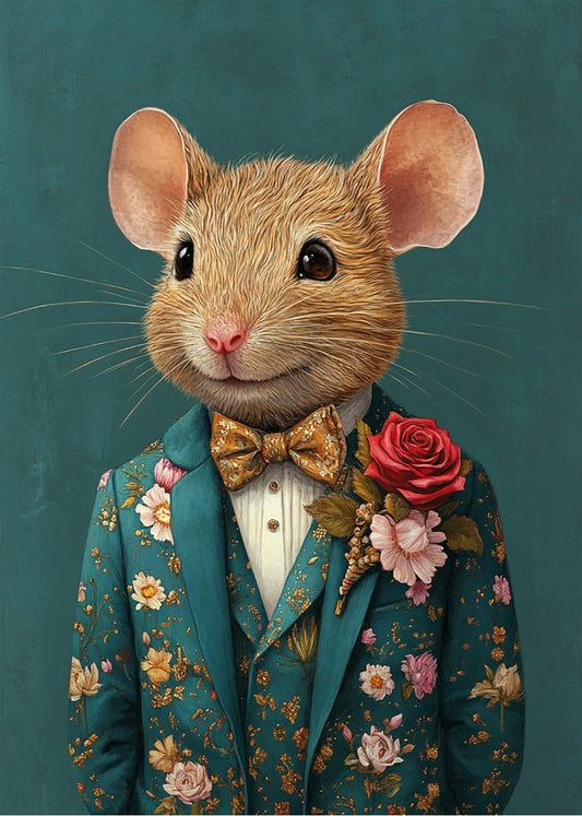 Cuadro Ratón vestido como persona con traje