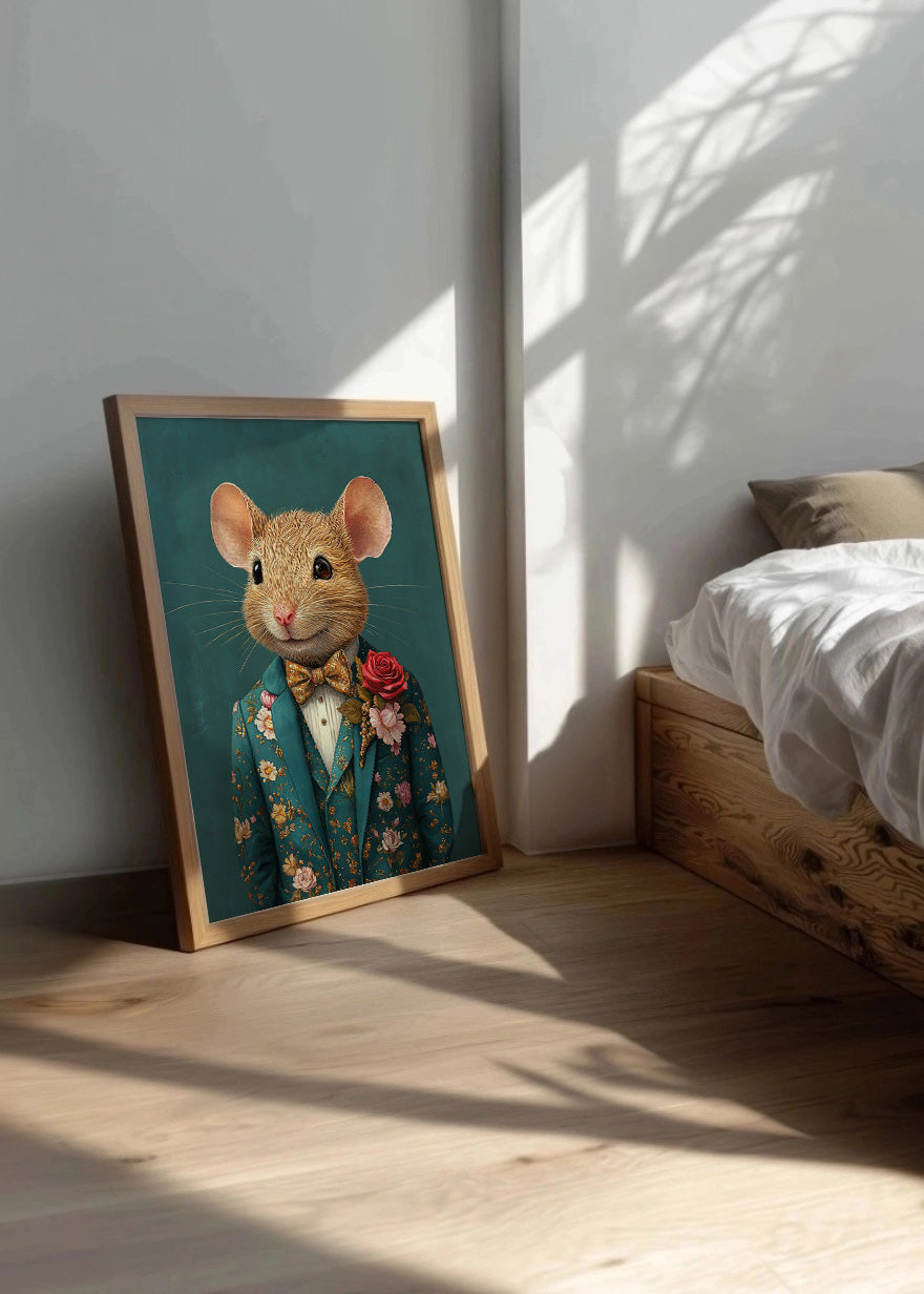 Cuadro Ratón vestido como persona con traje