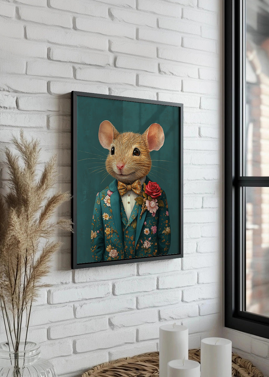Cuadro Ratón vestido como persona con traje