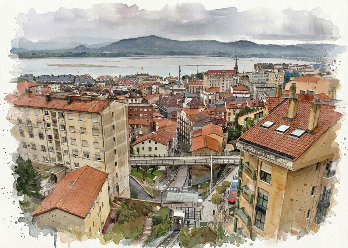 Cuadro Río de la Pila Santander - Acuarela