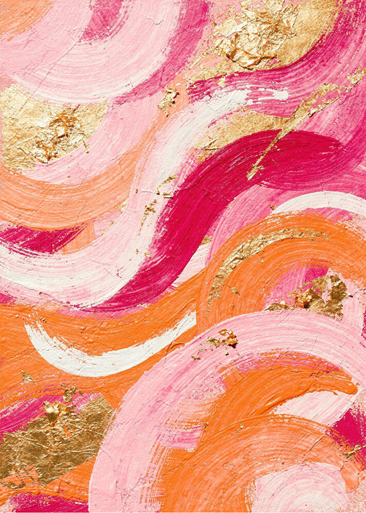 Cuadro Rosa y naranja estilo óleo