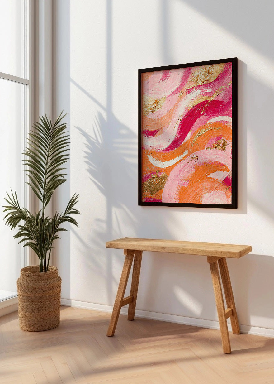 Cuadro Rosa y naranja estilo óleo