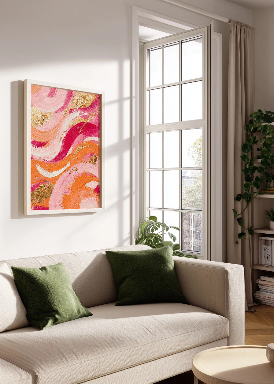 Cuadro Rosa y naranja estilo óleo