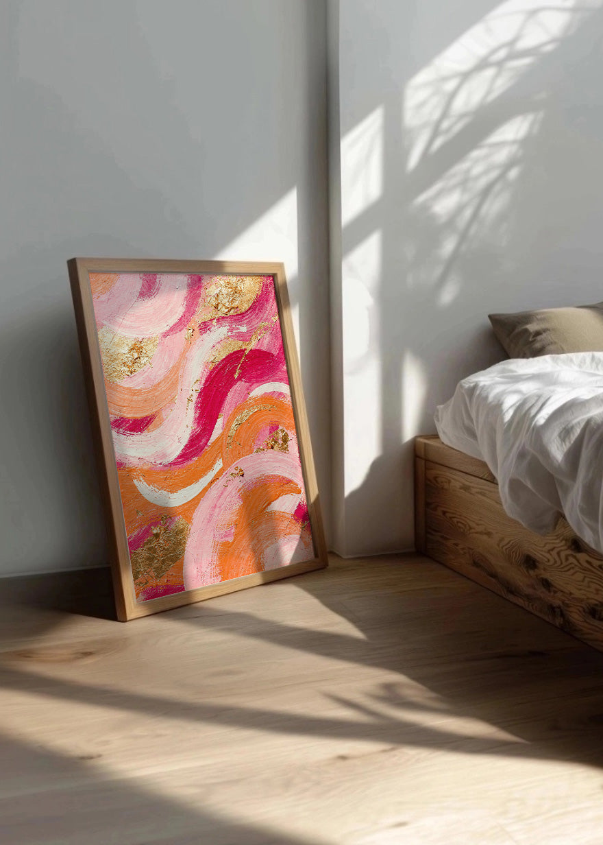 Cuadro Rosa y naranja estilo óleo