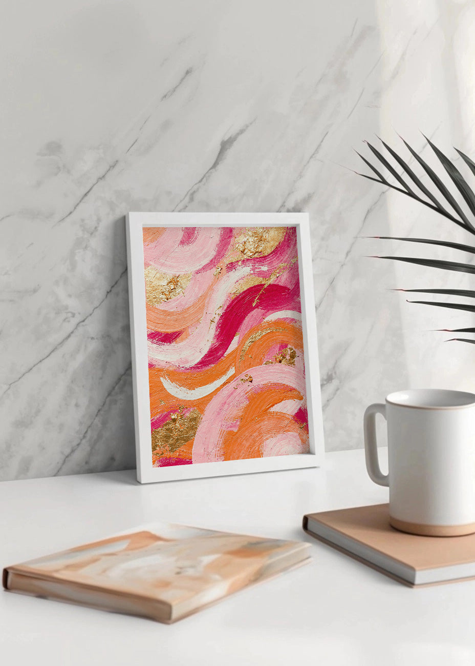 Cuadro Rosa y naranja estilo óleo
