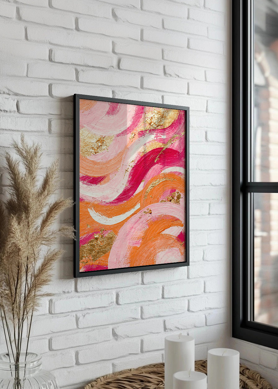 Cuadro Rosa y naranja estilo óleo