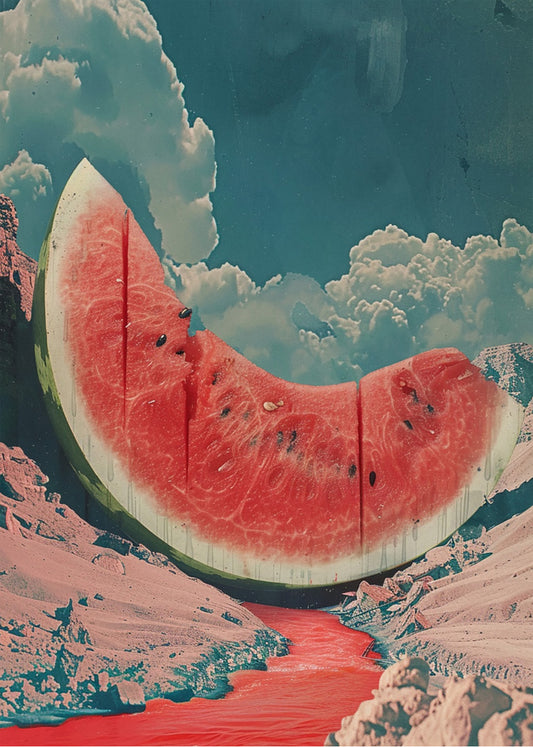 Cuadro ​Sandía en colina con colores pastel