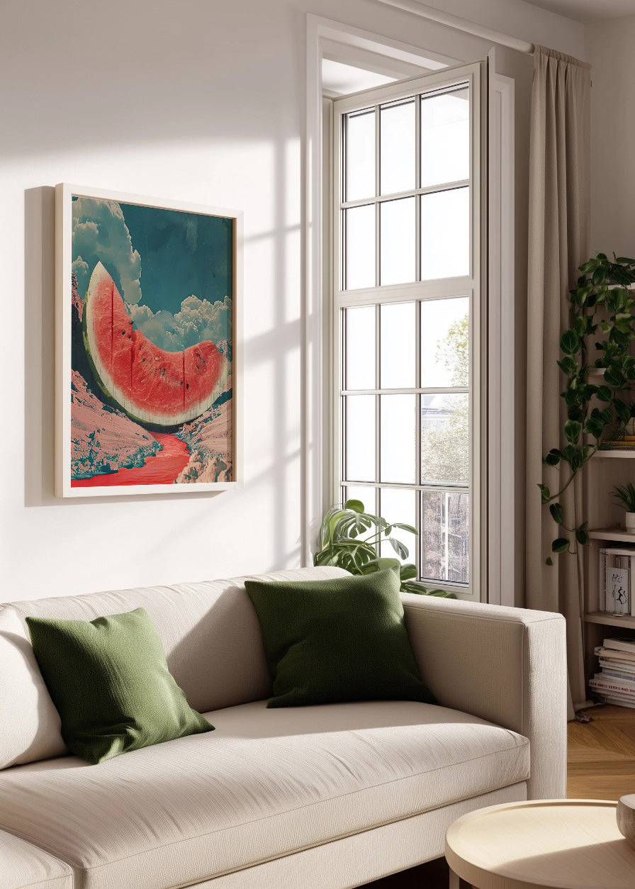 Cuadro ​Sandía en colina con colores pastel