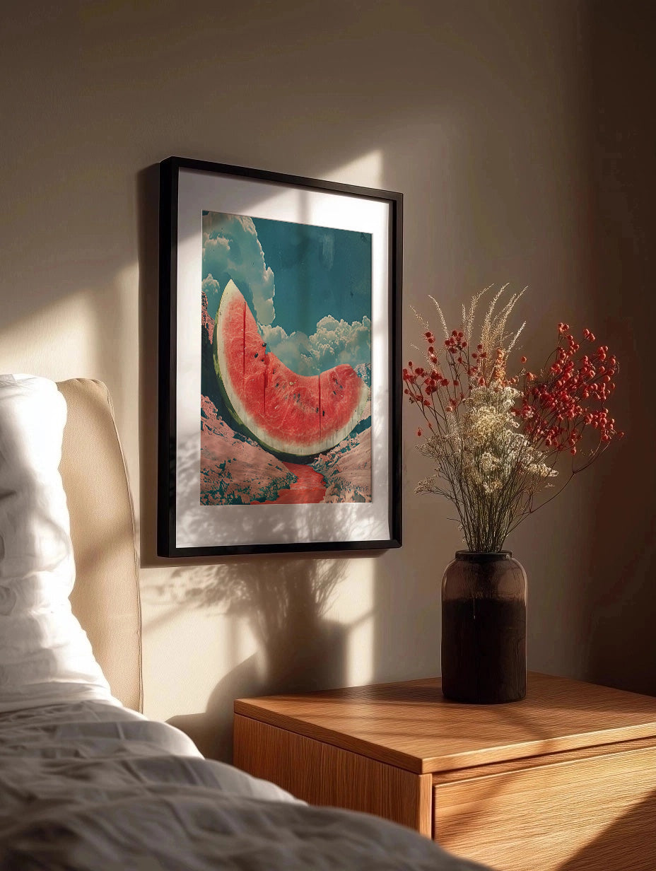 Cuadro ​Sandía en colina con colores pastel