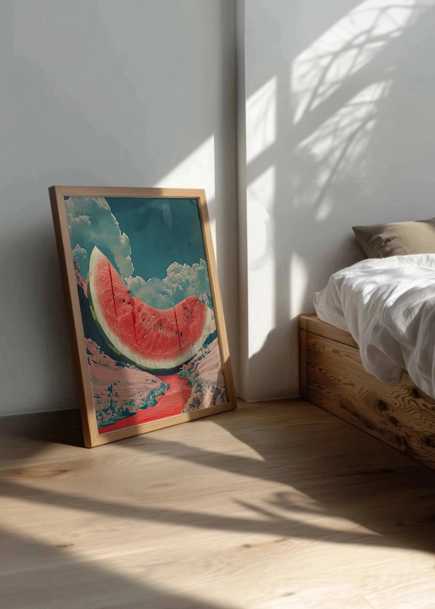 Cuadro ​Sandía en colina con colores pastel