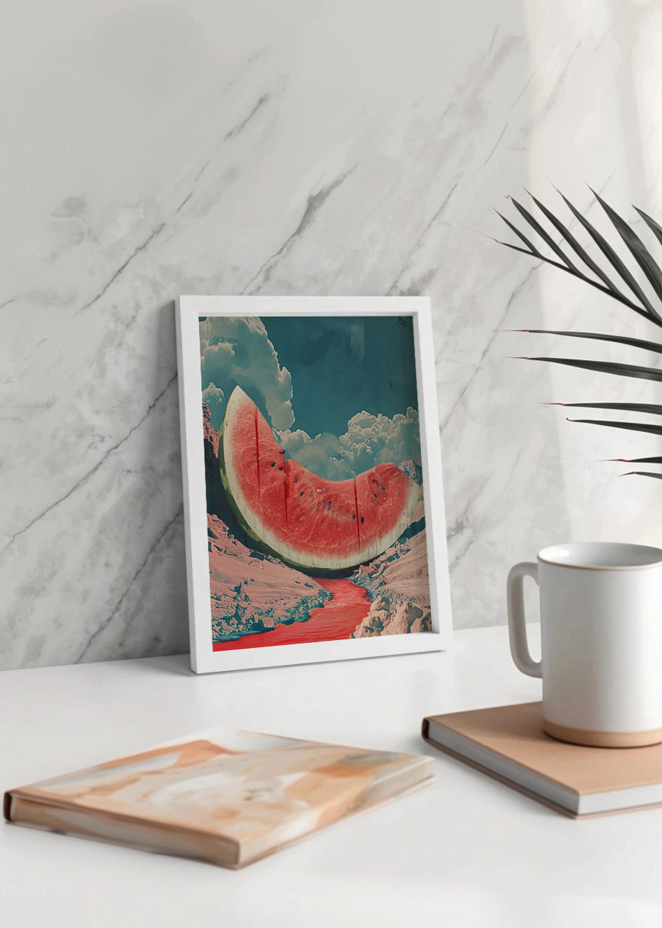 Cuadro ​Sandía en colina con colores pastel