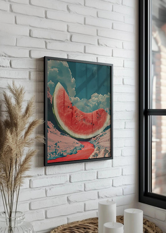 Cuadro ​Sandía en colina con colores pastel