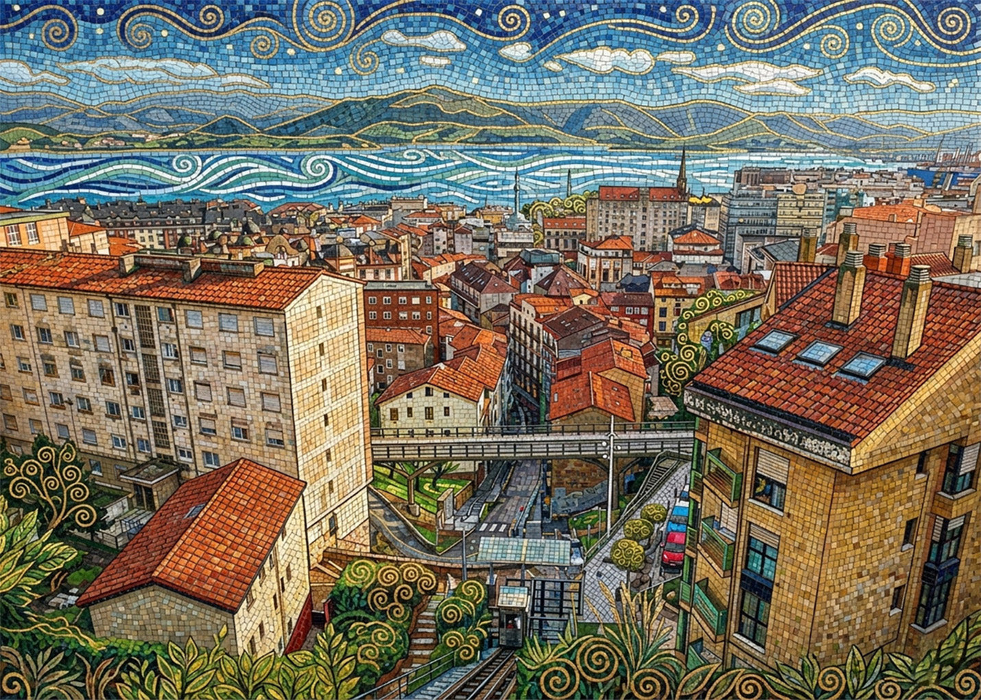 Cuadro Santander mirador Río de la Pila - Art Nouveau