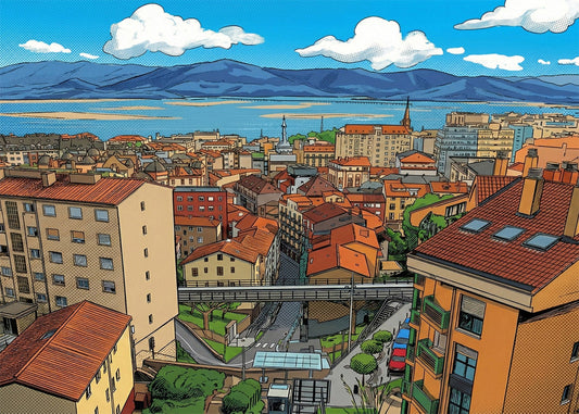 Cuadro Santander mirador Río de la Pila - Cómic