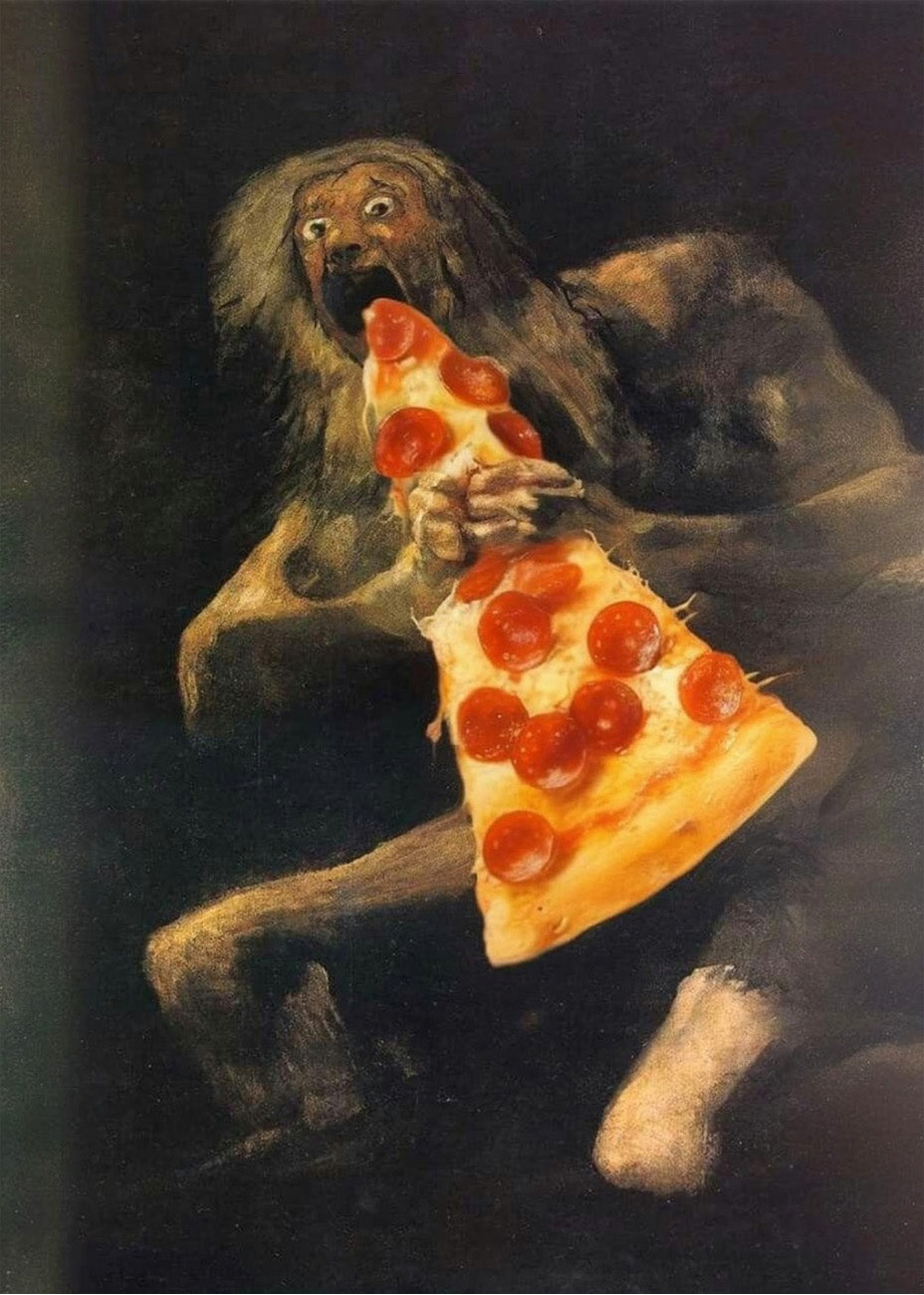 Cuadro Saturno devorando a su pizza