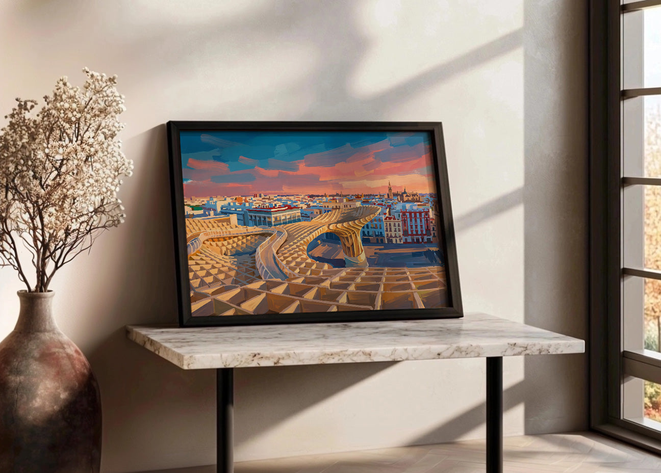 Cuadro Setas de Sevilla atardecer - Gouache
