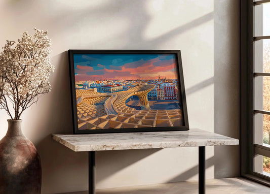 Cuadro Setas de Sevilla atardecer - Gouache