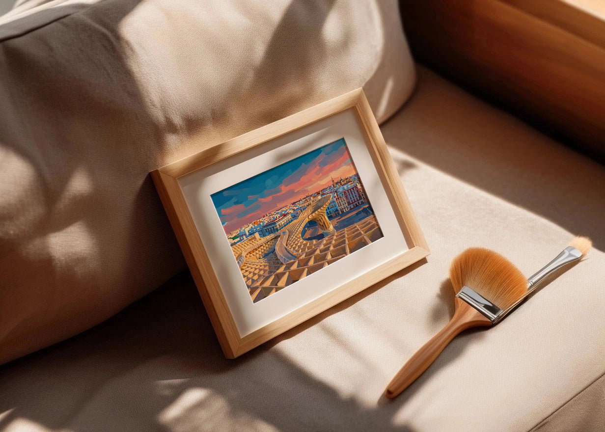 Cuadro Setas de Sevilla atardecer - Gouache
