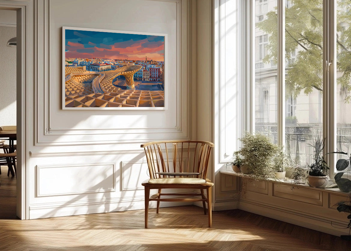 Cuadro Setas de Sevilla atardecer - Gouache