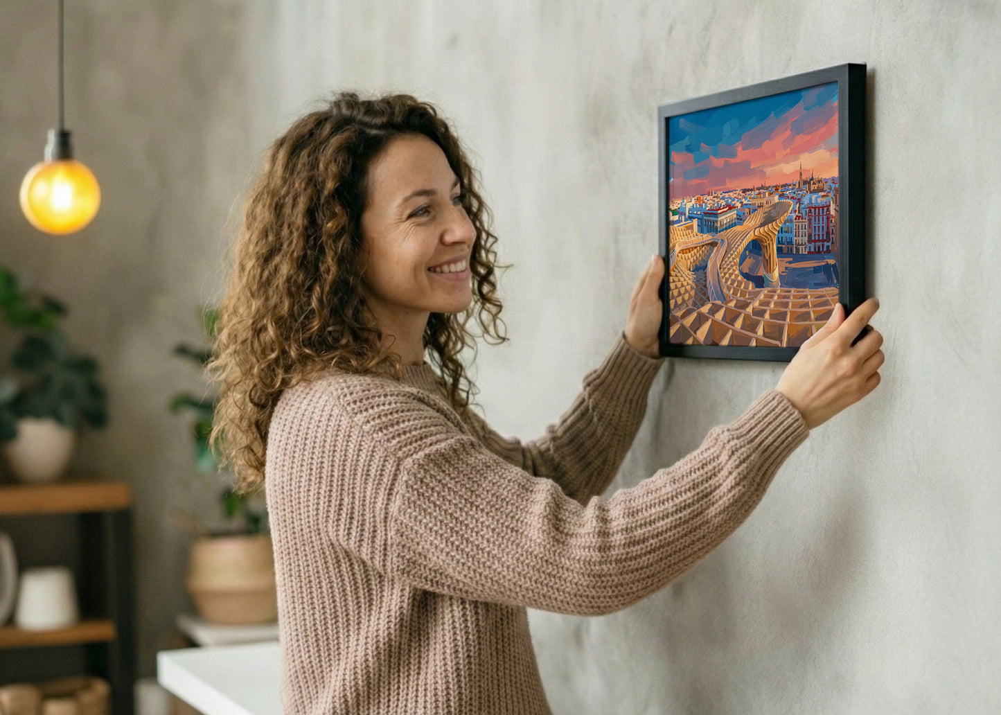 Cuadro Setas de Sevilla atardecer - Gouache
