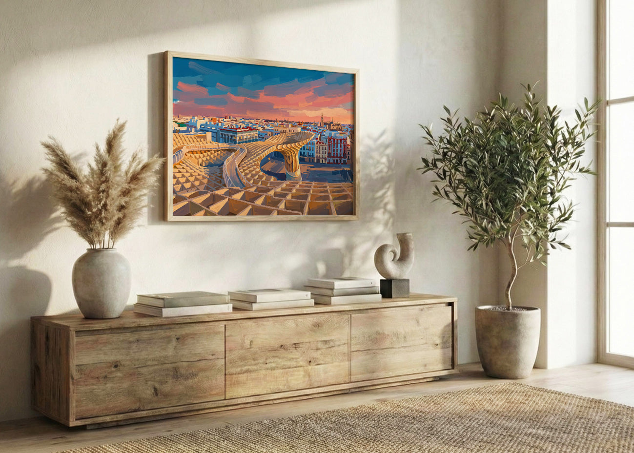 Cuadro Setas de Sevilla atardecer - Gouache
