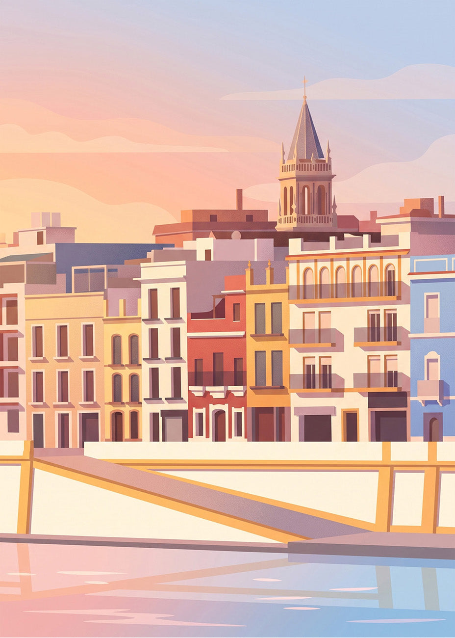 Cuadro Sevilla Calle Betis - Pastel