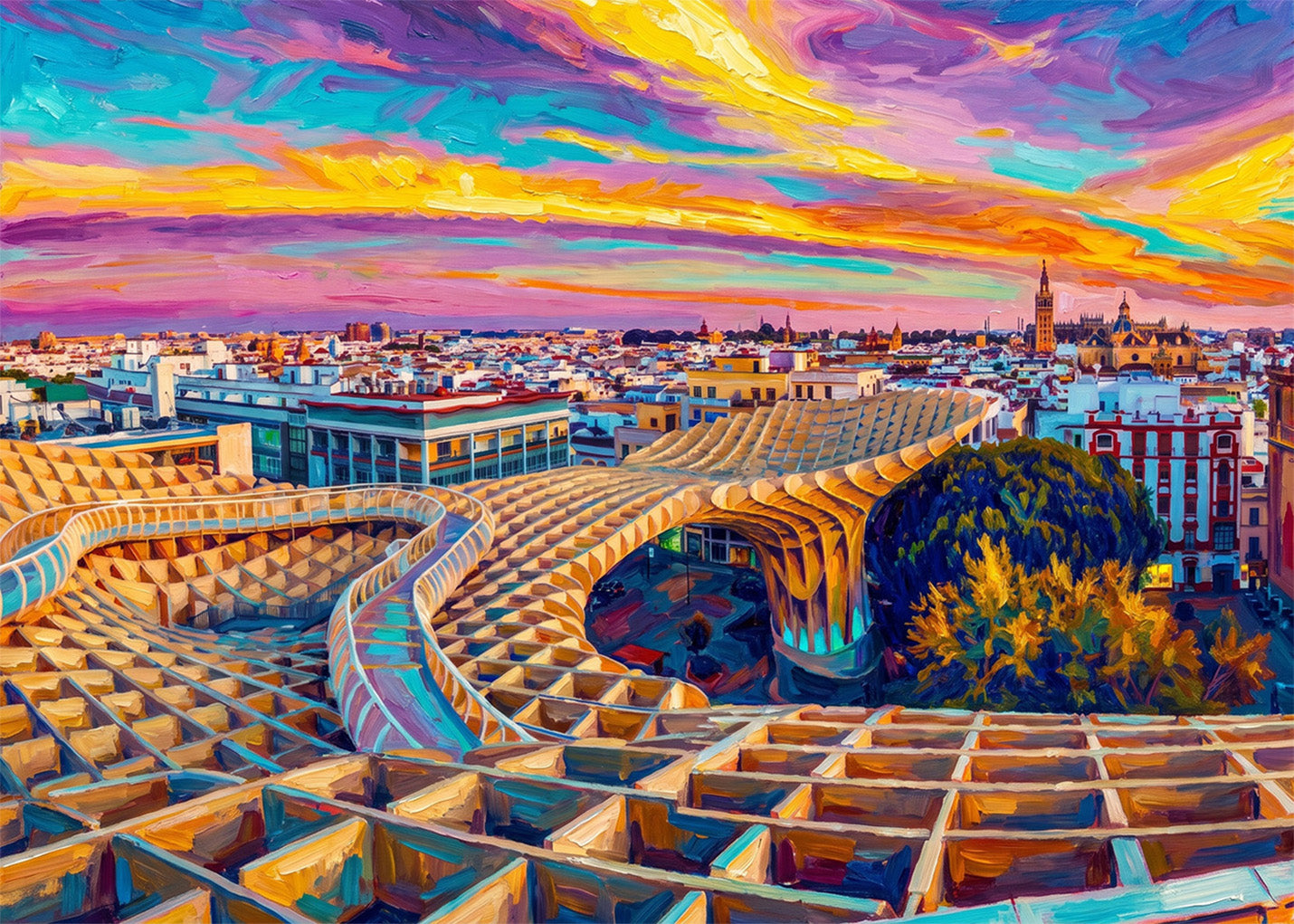 Cuadro Sevilla desde las Setas - Fauvismo