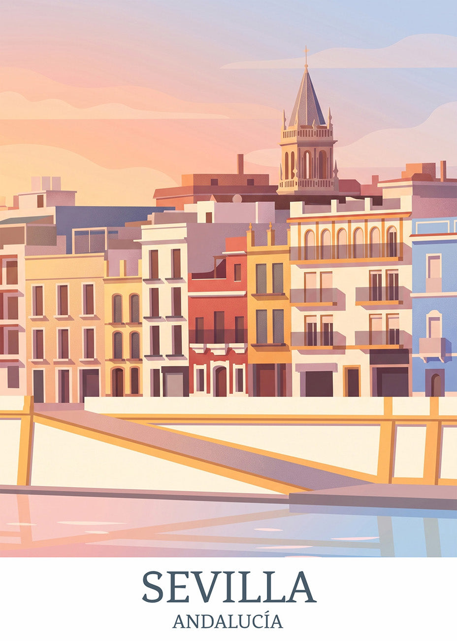 Cuadro Sevilla y Calle Betis - Pastel