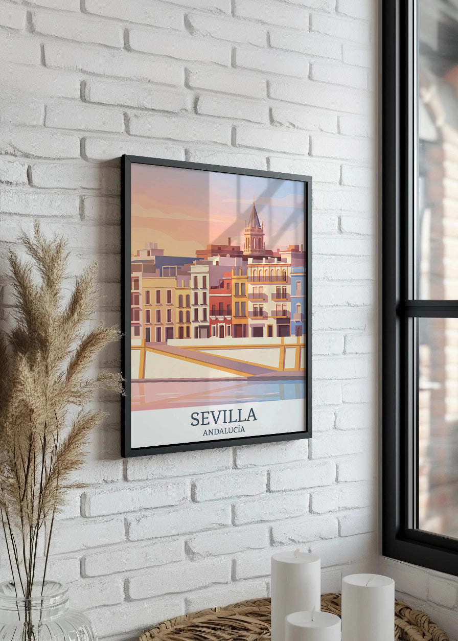 Cuadro Sevilla y Calle Betis - Pastel