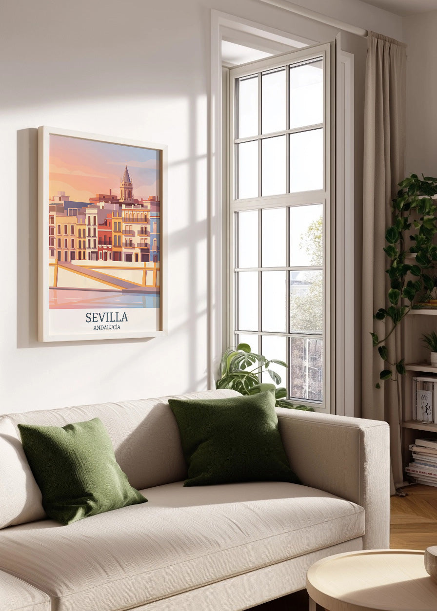Cuadro Sevilla y Calle Betis - Pastel