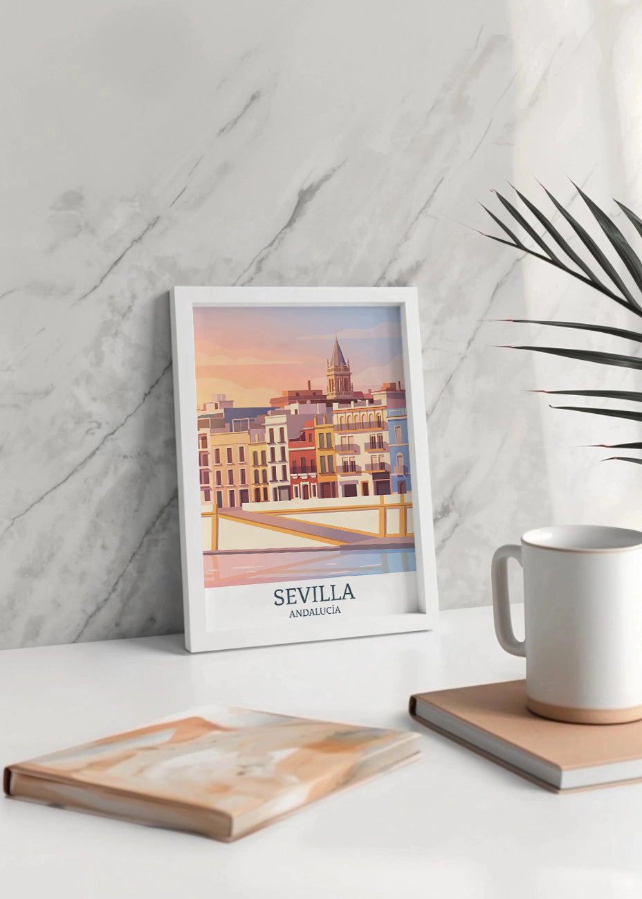 Cuadro Sevilla y Calle Betis - Pastel