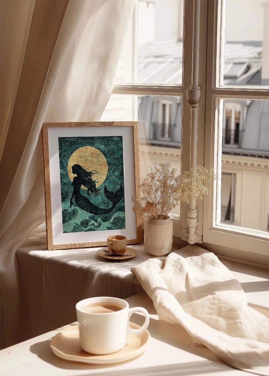 Cuadro ​Sirena frente a la luna