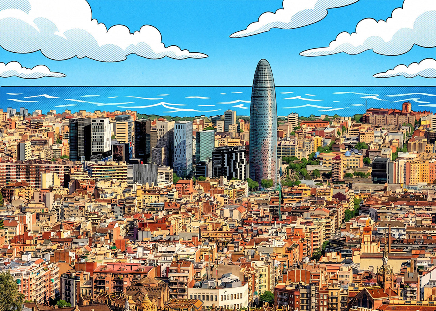 Cuadro Skyline de Barcelona - Cómic