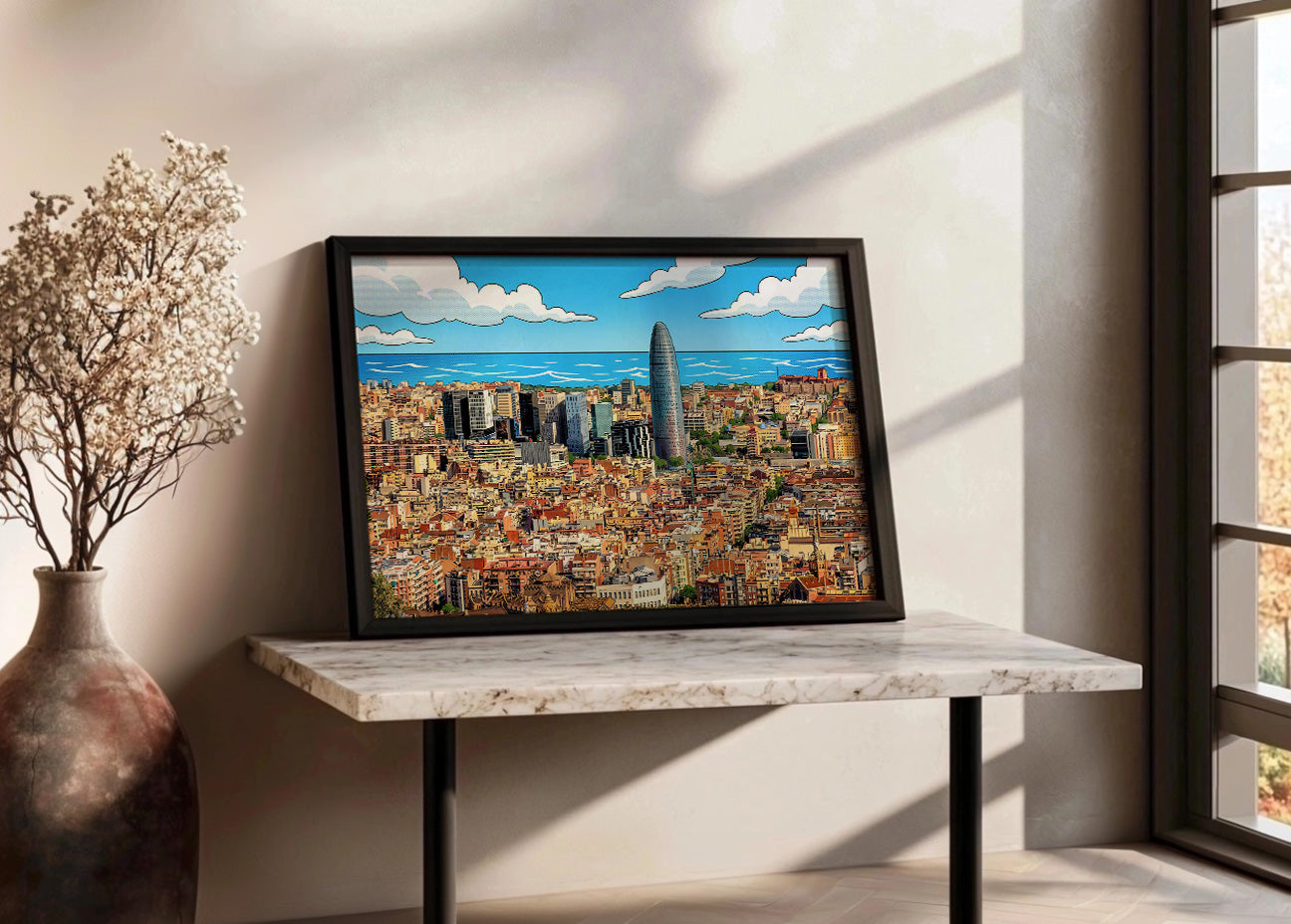 Cuadro Skyline de Barcelona - Cómic