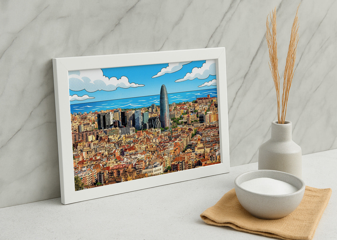 Cuadro Skyline de Barcelona - Cómic