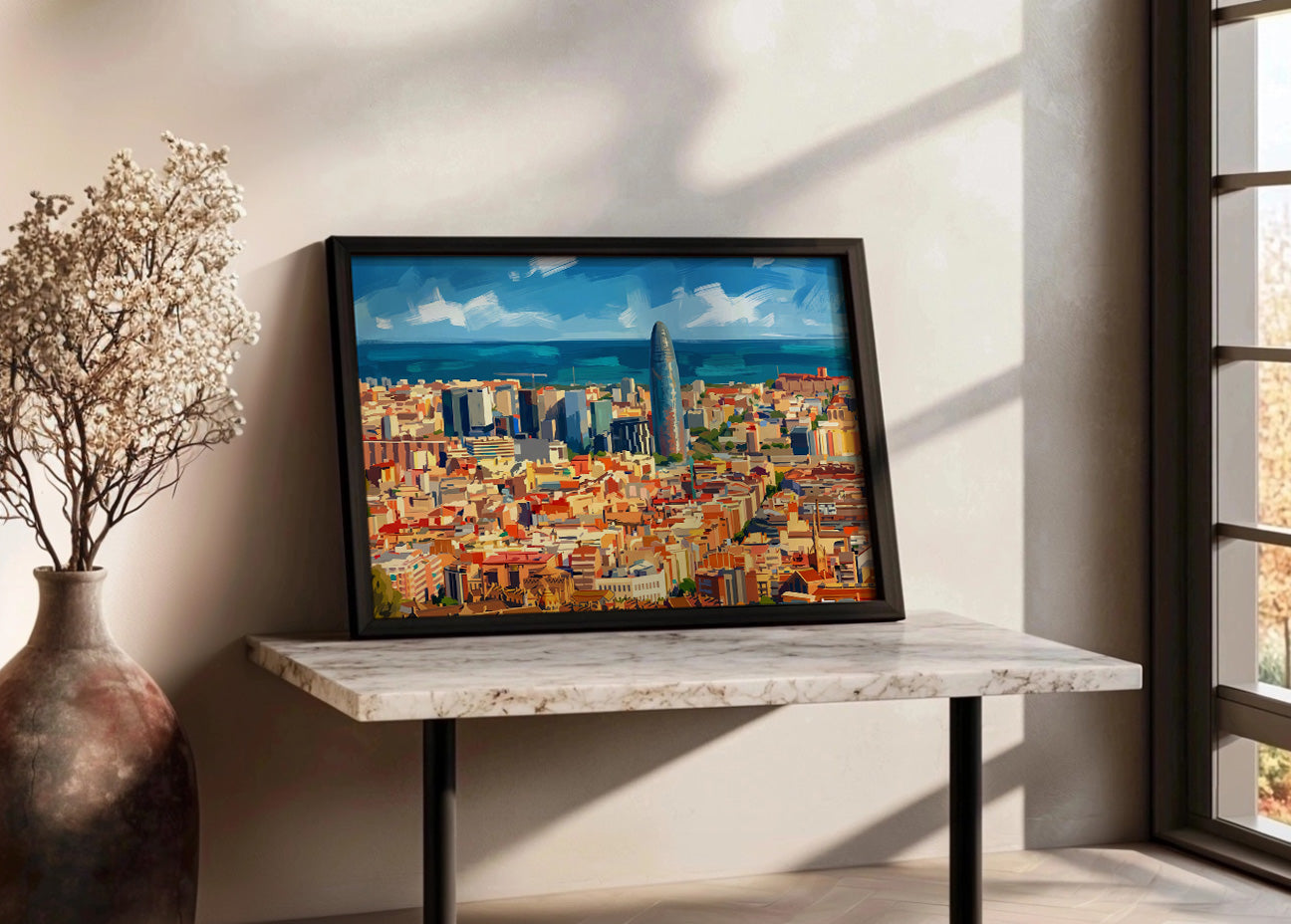 Cuadro Skyline de Barcelona - Gouache