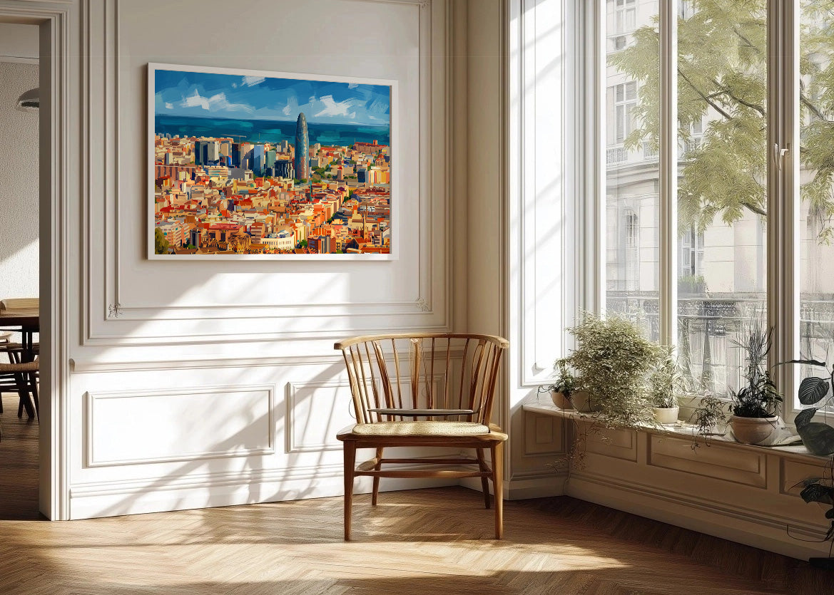 Cuadro Skyline de Barcelona - Gouache