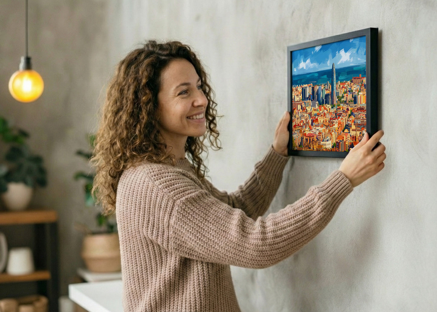 Cuadro Skyline de Barcelona - Gouache