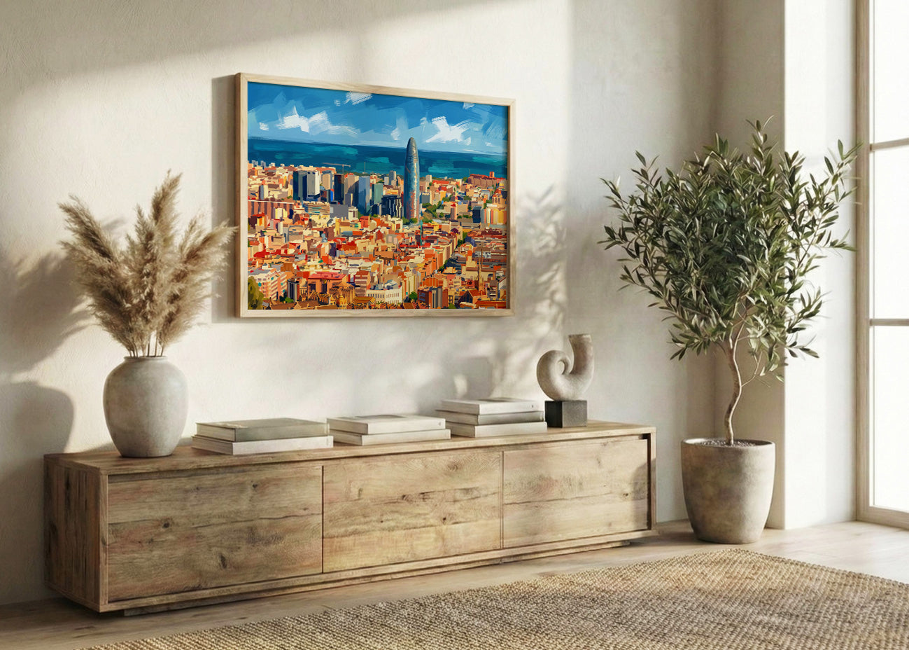 Cuadro Skyline de Barcelona - Gouache
