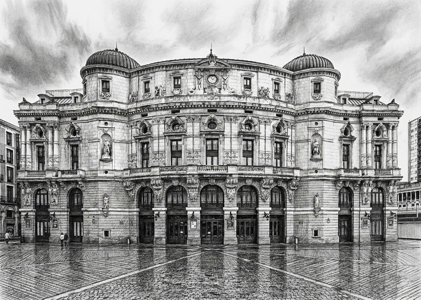 Cuadro Teatro Arriaga estilo lápiz