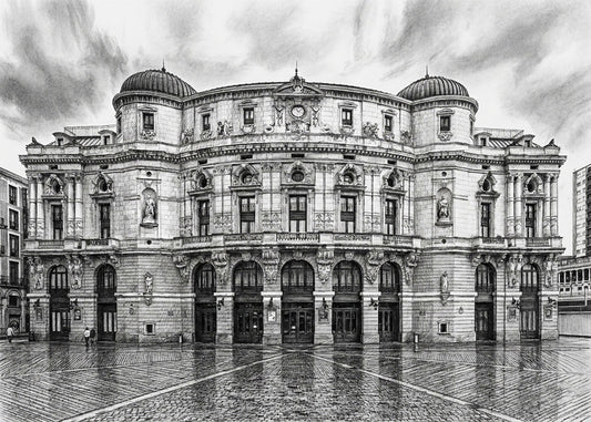 Cuadro Teatro Arriaga estilo lápiz