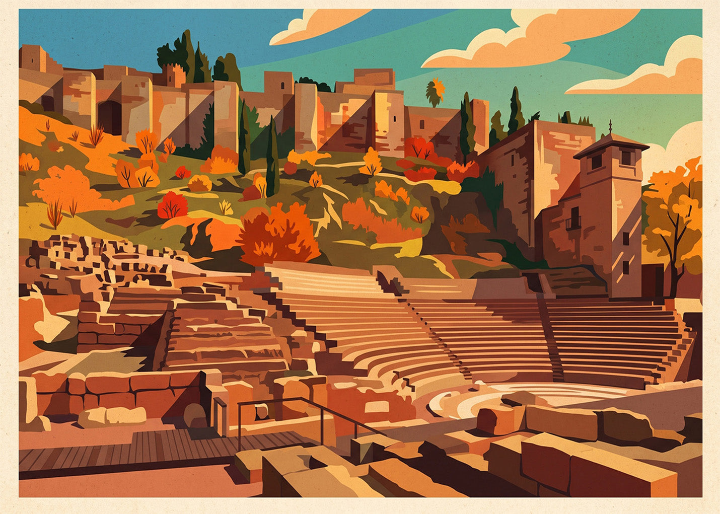 Cuadro Teatro Romano de Málaga - Otoño