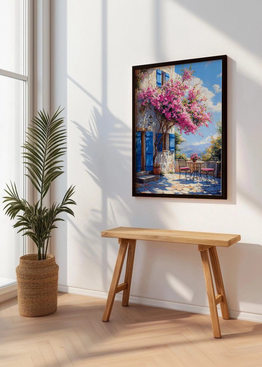 Cuadro ​Terraza con flores Buganvilla