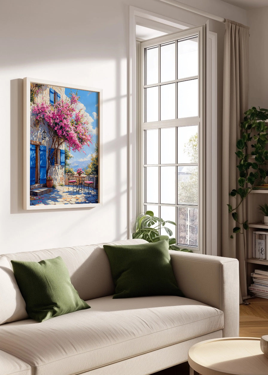 Cuadro ​Terraza con flores Buganvilla